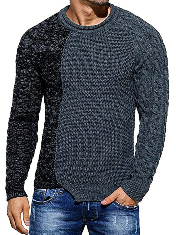 Men's new round neck long sleeve knitted slim sweater