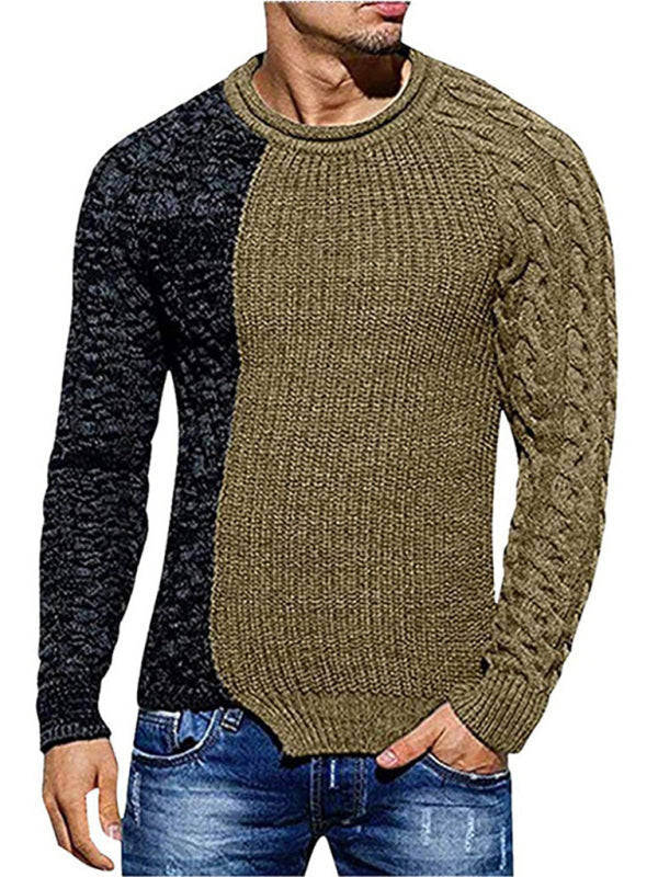 Men's new round neck long sleeve knitted slim sweater