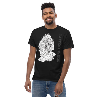 TATTOO LIFE - Skeleton with Flamming Skulls(Gildan 5000 Men's classic tee)