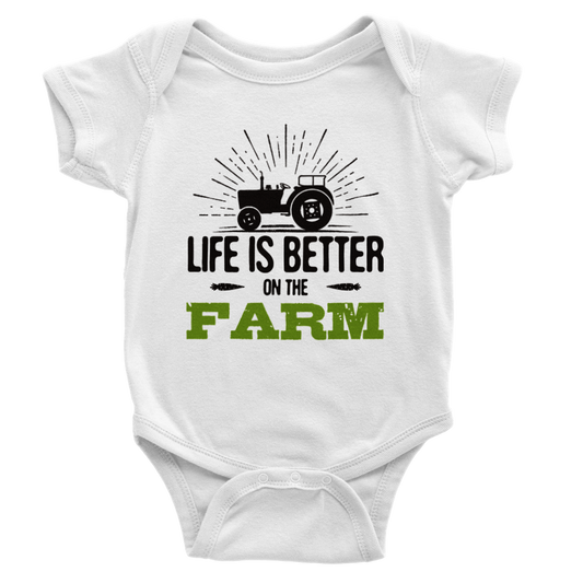 Life is better on the FARM - Classic Baby Short Sleeve Onesies