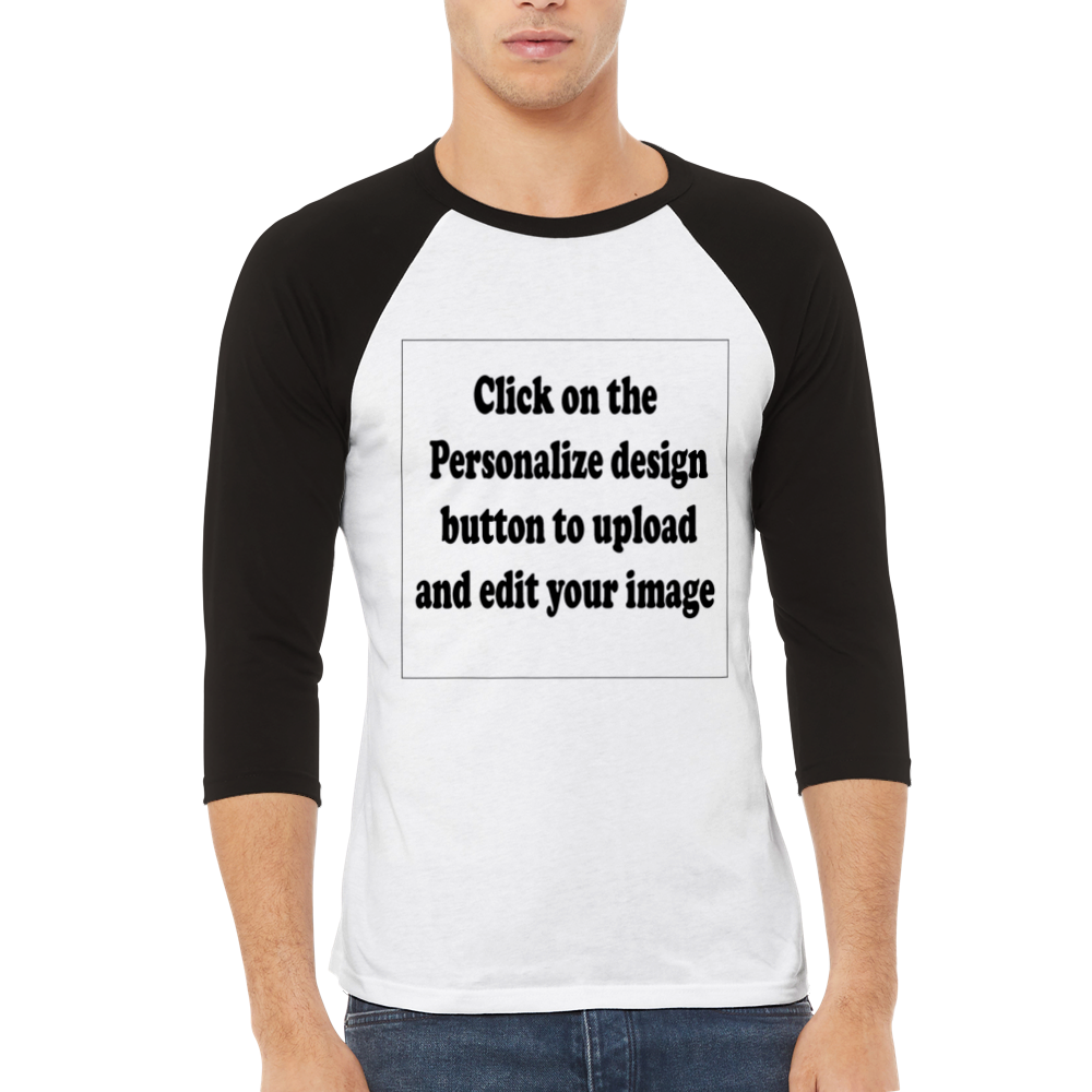 Create A Custom Personalized 3/4 sleeve Raglan T-shirt (Upload Your Image / Logo)