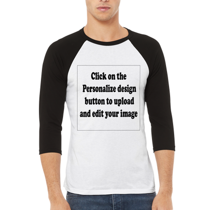 Create A Custom Personalized 3/4 sleeve Raglan T-shirt (Upload Your Image / Logo)